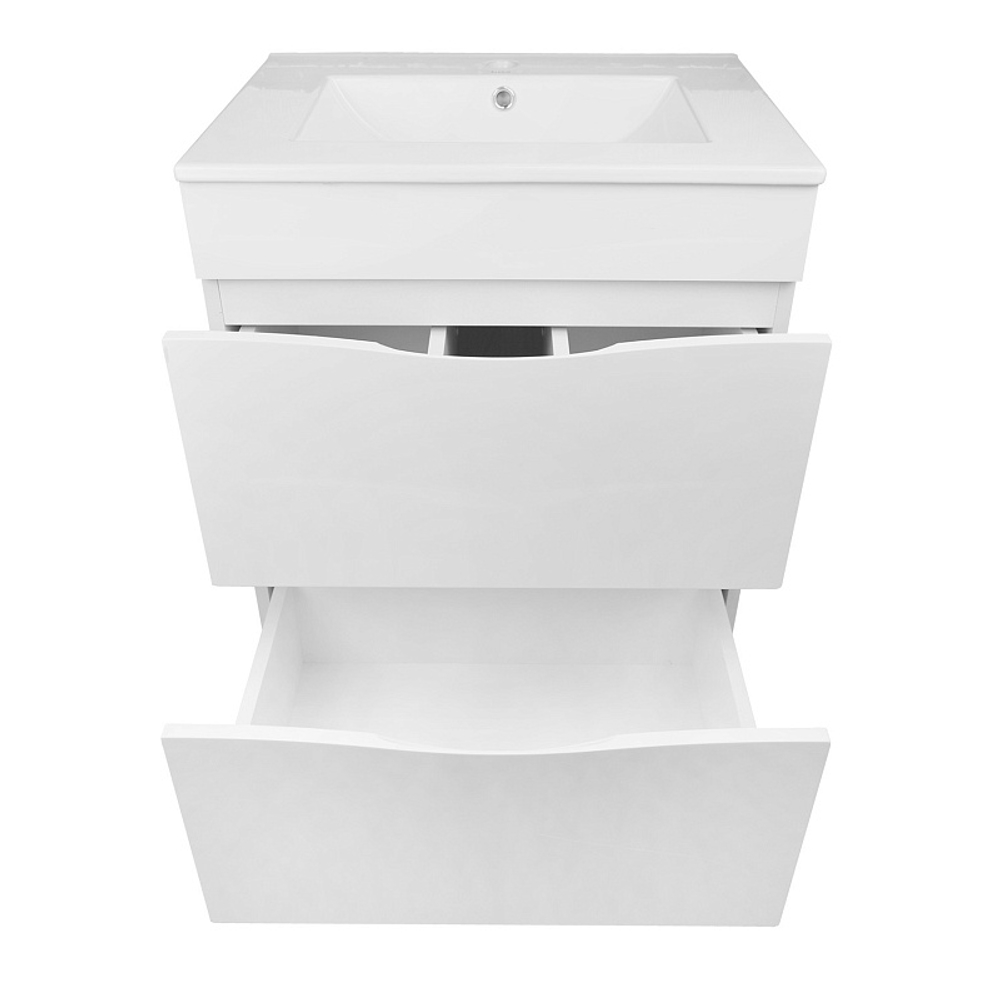 Комплект Тумба Loranto Santorini 60 610х460х810 напольная, с раковиной Leon, Белый Глянец (CS00086972)