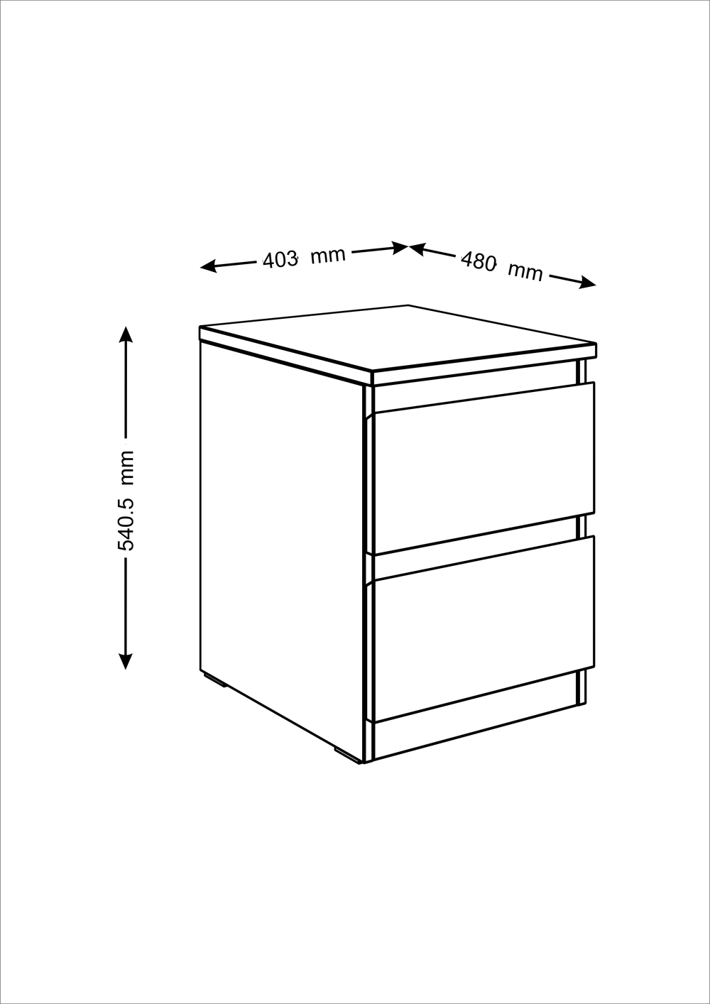 Тумба МАЛЬТА прикроватная 2 ящика 40х54 (белый)