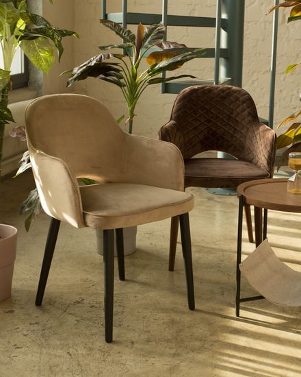 Стул Венера диамант NEW, велюр коричневый (ножки дерево) NP