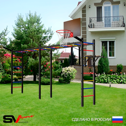Уличная шведская стенка Sv Sport рукоход х 2 У54511К (Брусья/Щит баскет/Кронш бокс)