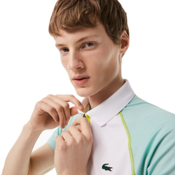 Мужское поло теннисное Lacoste Tennis Recycled Polyester Polo Shirt with Ultra-Dry Technology - white/light grren/ yellow