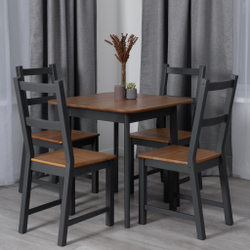 Стол Соната Люкс/ Sonata Lux table, 75х75х75 см массив сосны, антик /графит, 75х75х75 см