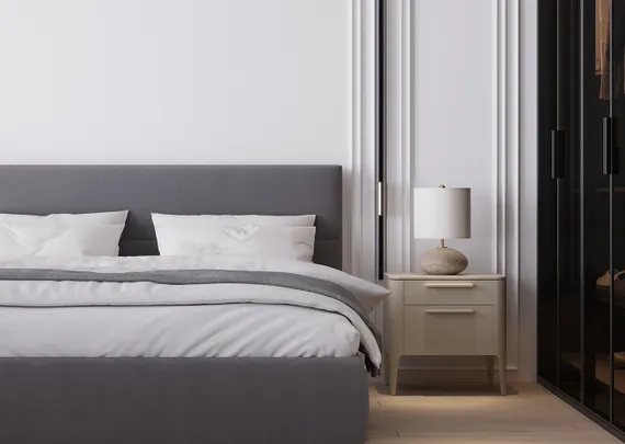 Тумба прикроватная Type 2 ящика ширина 60 см (серо-бежевый)