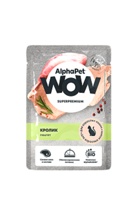 АльфаПет WOW 85г пауч кролик паштет для кошек