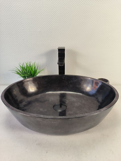 Раковина из мрамора Oval Black Tin Lip MO-60974 52*38*14