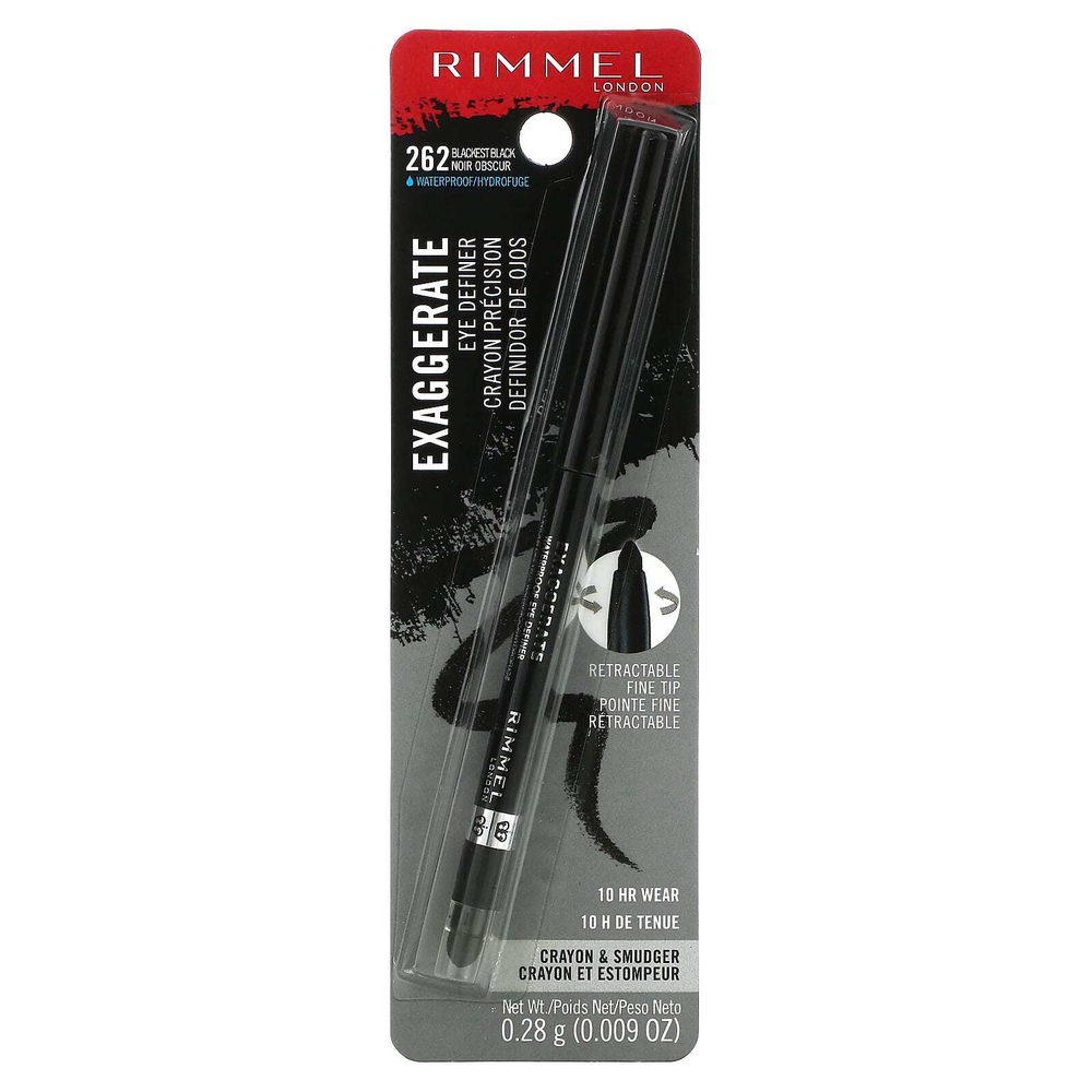 Rimmel London, Exuggerate Eye Definer, оттенок 262 черный, 0,28 г (0,009 унции)