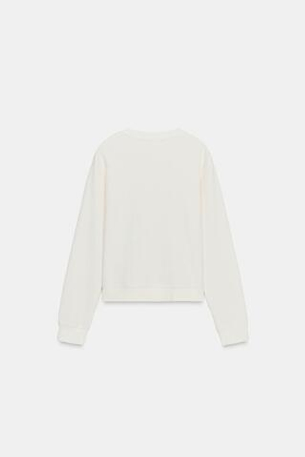 ZARA ВАФЕЛЬНАЯ ФУТБОЛКА С ЭТИКЕТКОЙ, ЖЕЛТОВАТО-БЕЛЫЙ