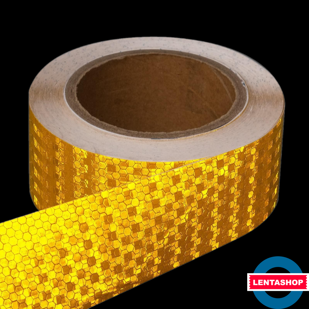 Жёлтая светоотражающая лента 50 мм х 15 м