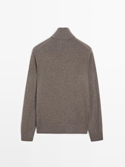 Massimo Dutti Кардиган из смесовой шерсти на молнии, хаки