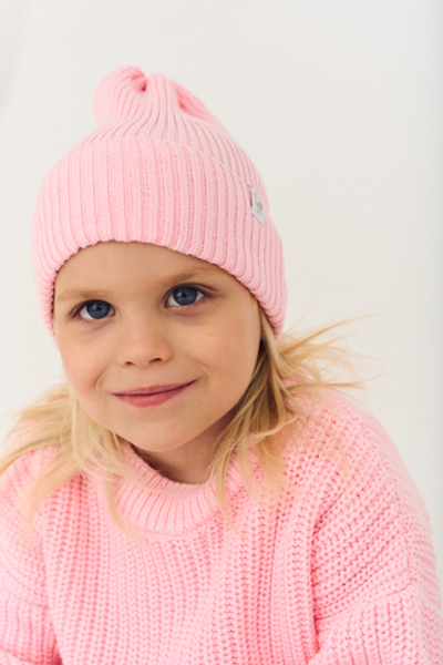 Вязаная шапочка Simple (розовая)