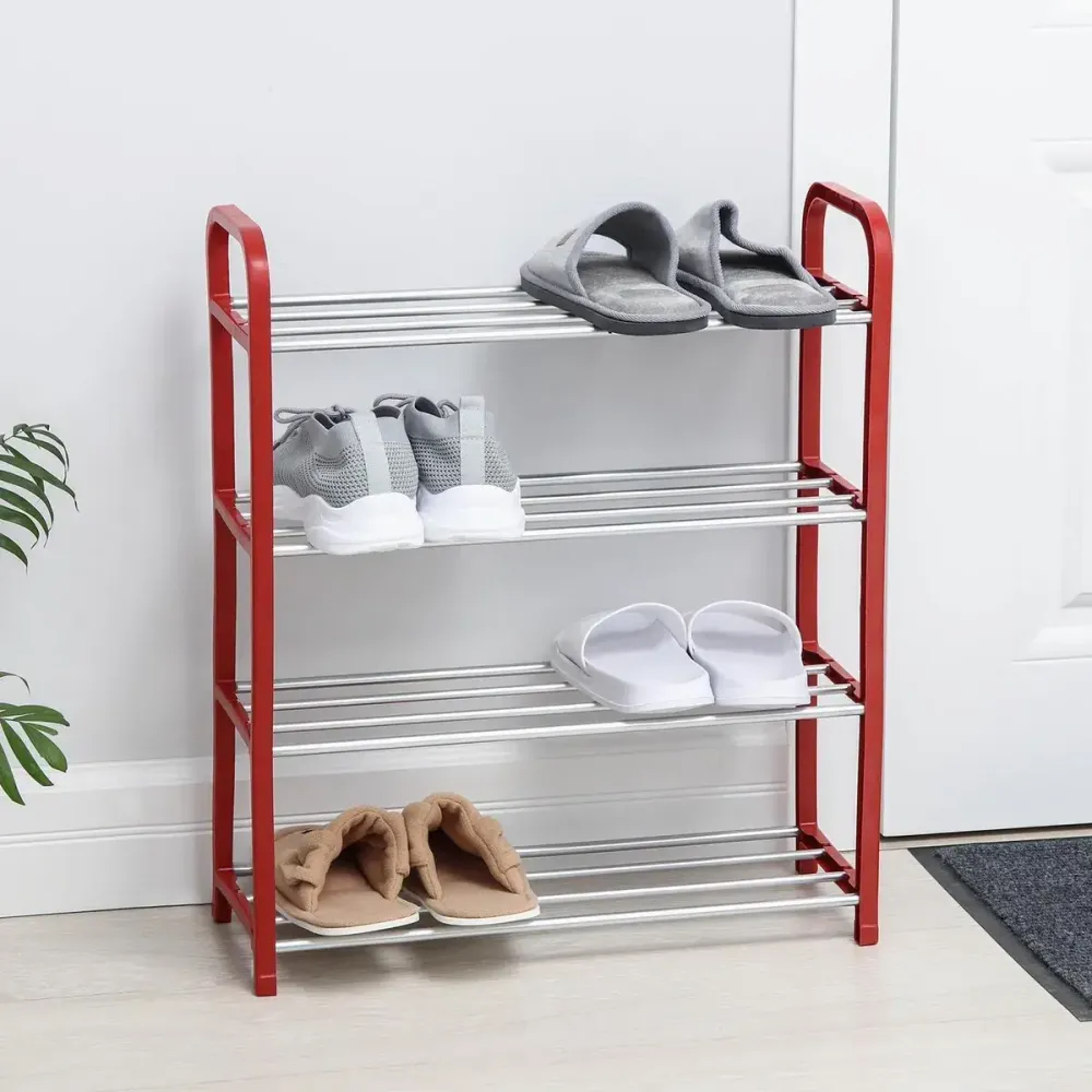 Обувница Доляна (Красный), 4 яруса, 50×19×59 см
