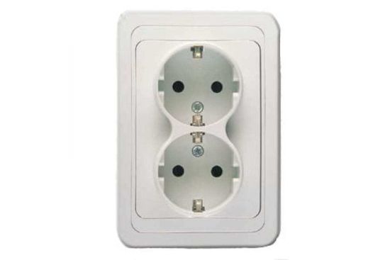 Розетка MAKEL Мимоза 2-местная бел. с/п с/з 16А 250В