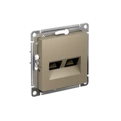ATLASDESIGN РОЗЕТКА двойная компьютерная RJ45+RJ45 кат. 6А, механизм, ШАМПАНЬ