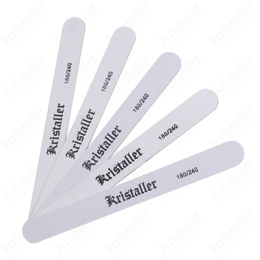 Kristaller Набор тонких одноразовых пилок для ногтей на деревянной основе, 180-240гр, 5 шт.
