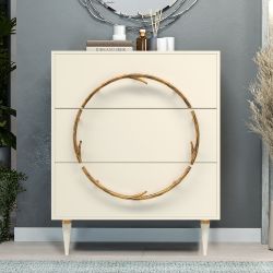 Комод Арт Колор matte Классик Голд с 3 ящиками Кремовый белый матовый