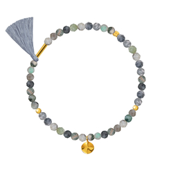 браслет из корунда с золотым мятым листом