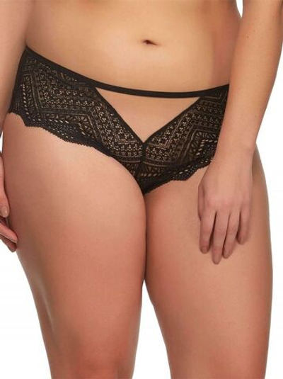 Трусы-хипстеры из кружева с геометрическим рисунком (Размер: S) (Цвет: черный)