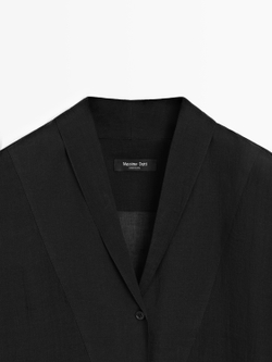 Massimo Dutti Струящаяся полупрозрачная рубашка с декоративной деталью, черный