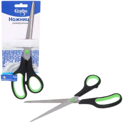 Ножницы универсальные бытовые «VOSTOK MARKET», цвет чёрный / зеленый, 23*7см (блистер Селфи)
