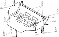Защита стальная 2 мм Д;КПП для Dongfeng K33 (K32); V=2.3D; FWD; с 2023 Motodor.78612