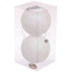 Новогодние шары 10 см (набор 2 шт) «Глиттер», белый