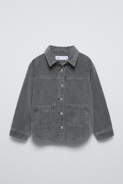 ZARA ВЕЛЬВЕТОВАЯ КУРТКА-РУБАШКА, СЕРЫЙ