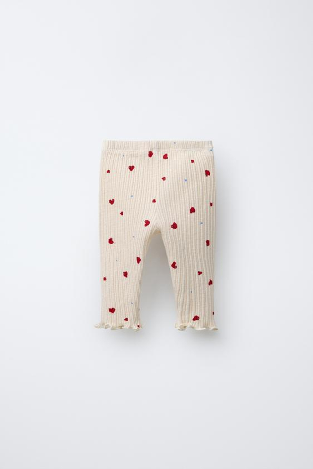 ZARA ЛЕГИНСЫ В РУБЧИК С ПРИНТОМ «СЕРДЦА», СВЕТЛЫЙ ЭКРЮ