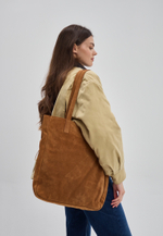 сумка шоппер коричневый замша