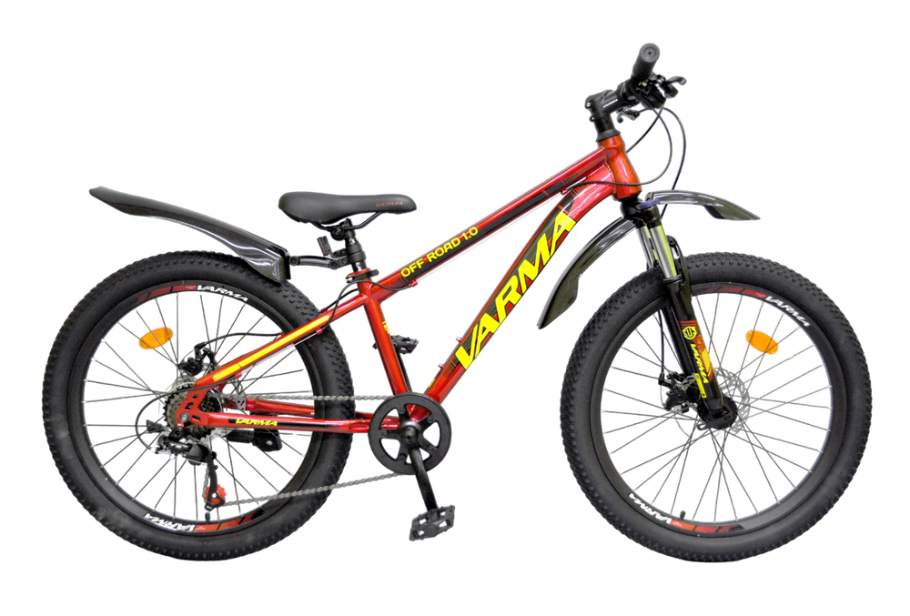 Велосипед 24" Varma OFF-ROAD 1.0, р.13 красно-желтый,7ск ст