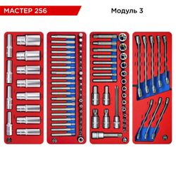МАСТАК (5-00256) Набор инструментов "МАСТЕР 256" для тележки, 11 ложементов, 256 предметов
