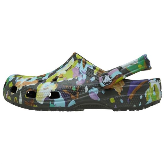 Crocs Classic Painted Floral Clog 'Black'