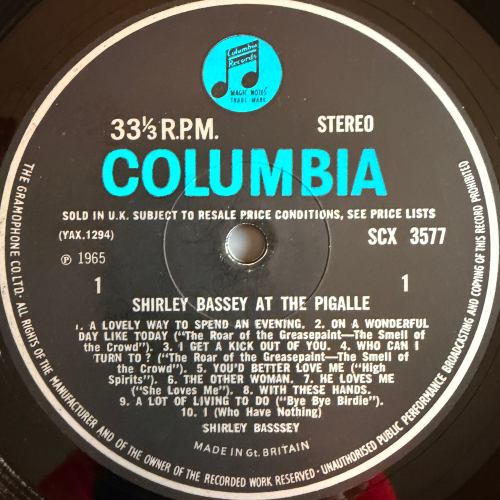 Shirley Bassey ‎– Shirley Bassey At The Pigalle (Англия 1965г.) Т