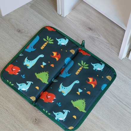 Коврик в садик для переобувания 30х36 см, Динозавры принт (синий)