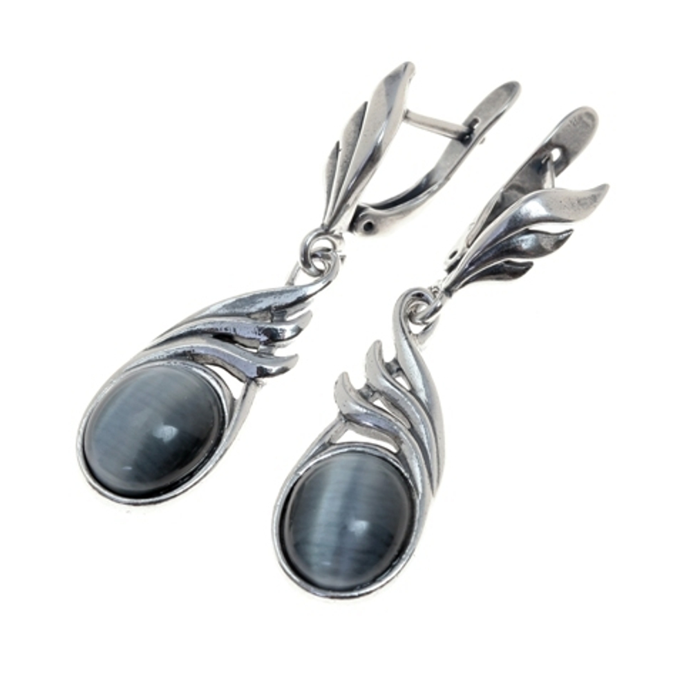 "Эри" серьги в серебряном покрытии из коллекции "Самоцветы" от Jenavi с английским замком