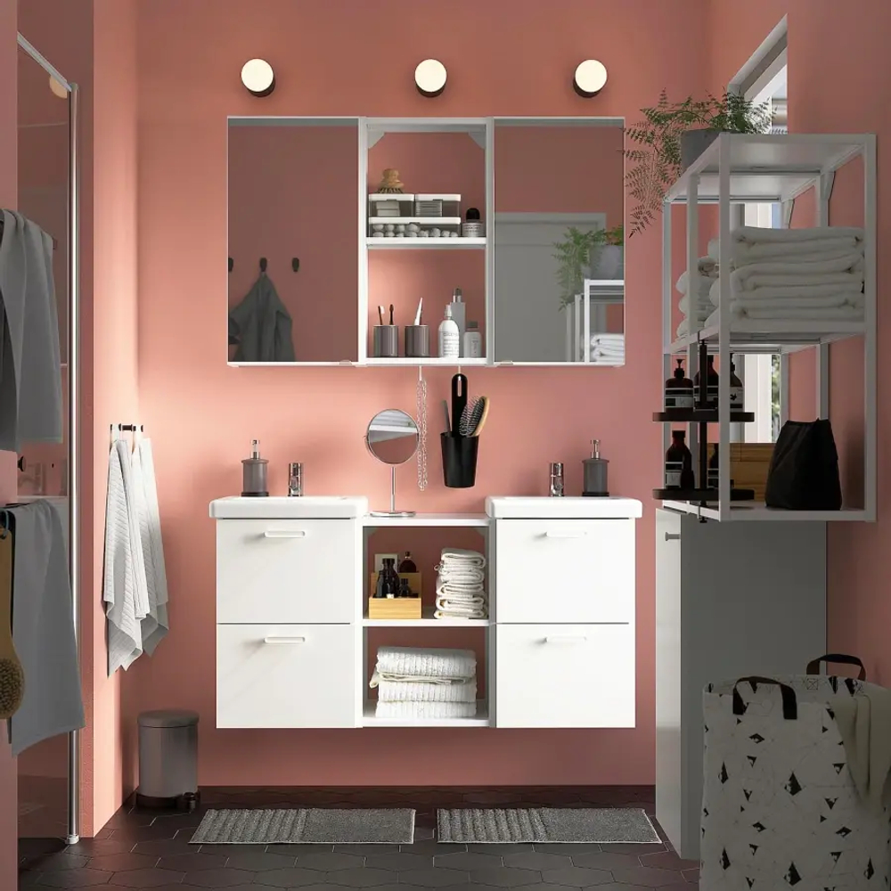 Комбинация для ванной - IKEA ENHET, 80х32х150 см, белый, ЭНХЕТ ИКЕА