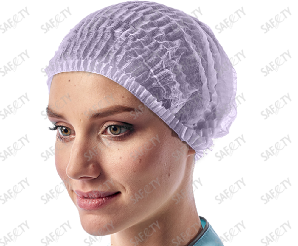 Шапочка "Шарлотта" одноразовая "СЕЙФИТИ", СИРЕНЕВАЯ, 100 шт/уп, Россия