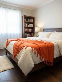 Плед-покрывало из хлопка Sidney, цвет Оранжевый