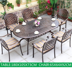 Обеденная группа из литого алюминия стол овальный БРАЙДЕД «BRAIDED» 180×105 + 6 кресел ВУЛКАН «VOLCANO»