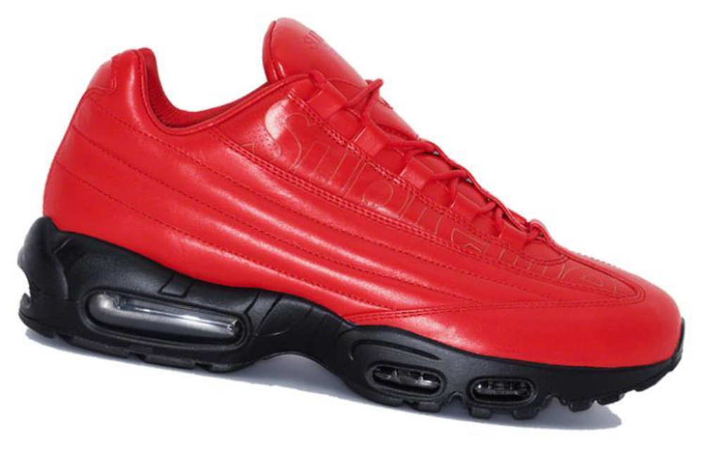 Supreme x Nike Air Max 95 comfortable and versatile sports increased low-top running shoes for men and women the same style red