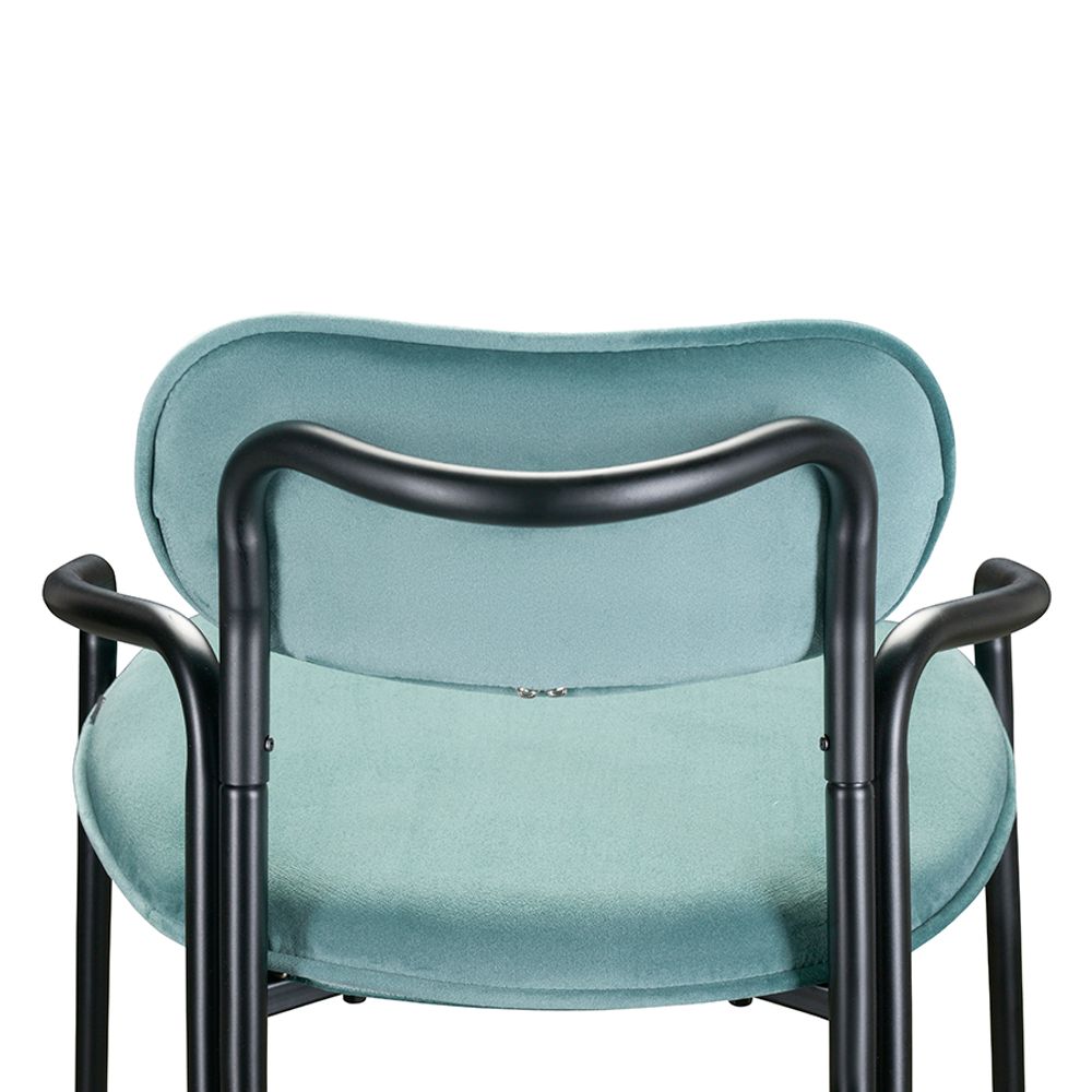 Стул барный Ror, Round, велюр, черный/светло-бирюзовый