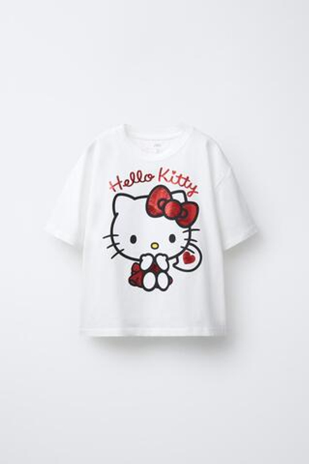 ZARA ФУТБОЛКА С ПРИНТОМ HELLO KITTY © SANRIO, БЕЛЫЙ