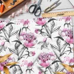 Ткань кулирная гладь живописные цветы