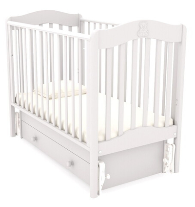 Детская кроватка Гандылян Ванечка маятник универсальный с ящиком белый