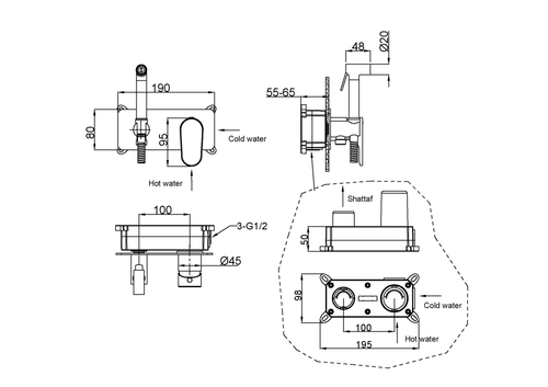 Boheme Гигиенический душ SPECTRE Gunmetal
