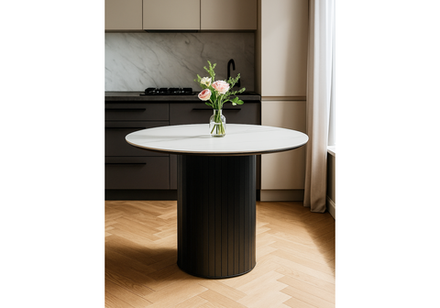 Керамический стол Woodville Гравент 90 белый мрамор snow white, черный