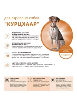 Сухой корм для собак породы Курцхаар, с индейкой, 2,5 кг