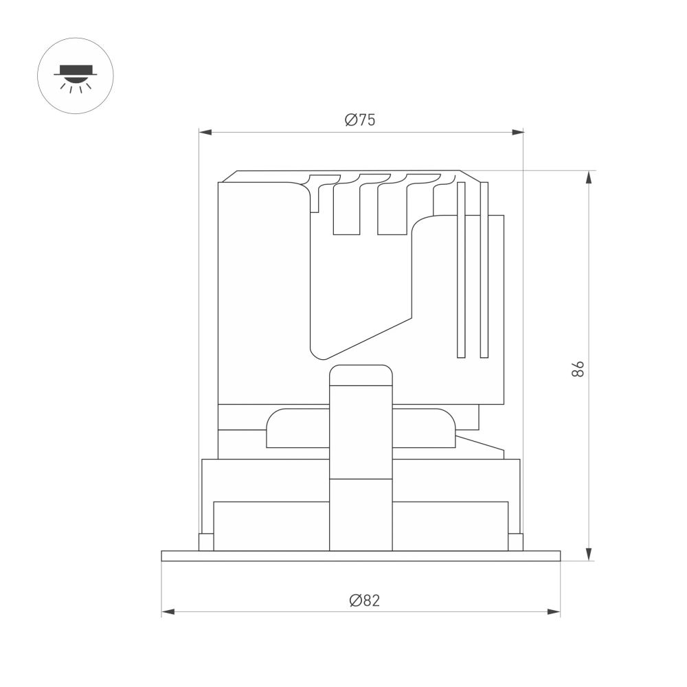 Светильник MS-ARADO-BUILT-R75-12W Warm3000 (WH-WH, 24 deg, 230V) (Arlight, IP20 Металл, 5 лет) 059107