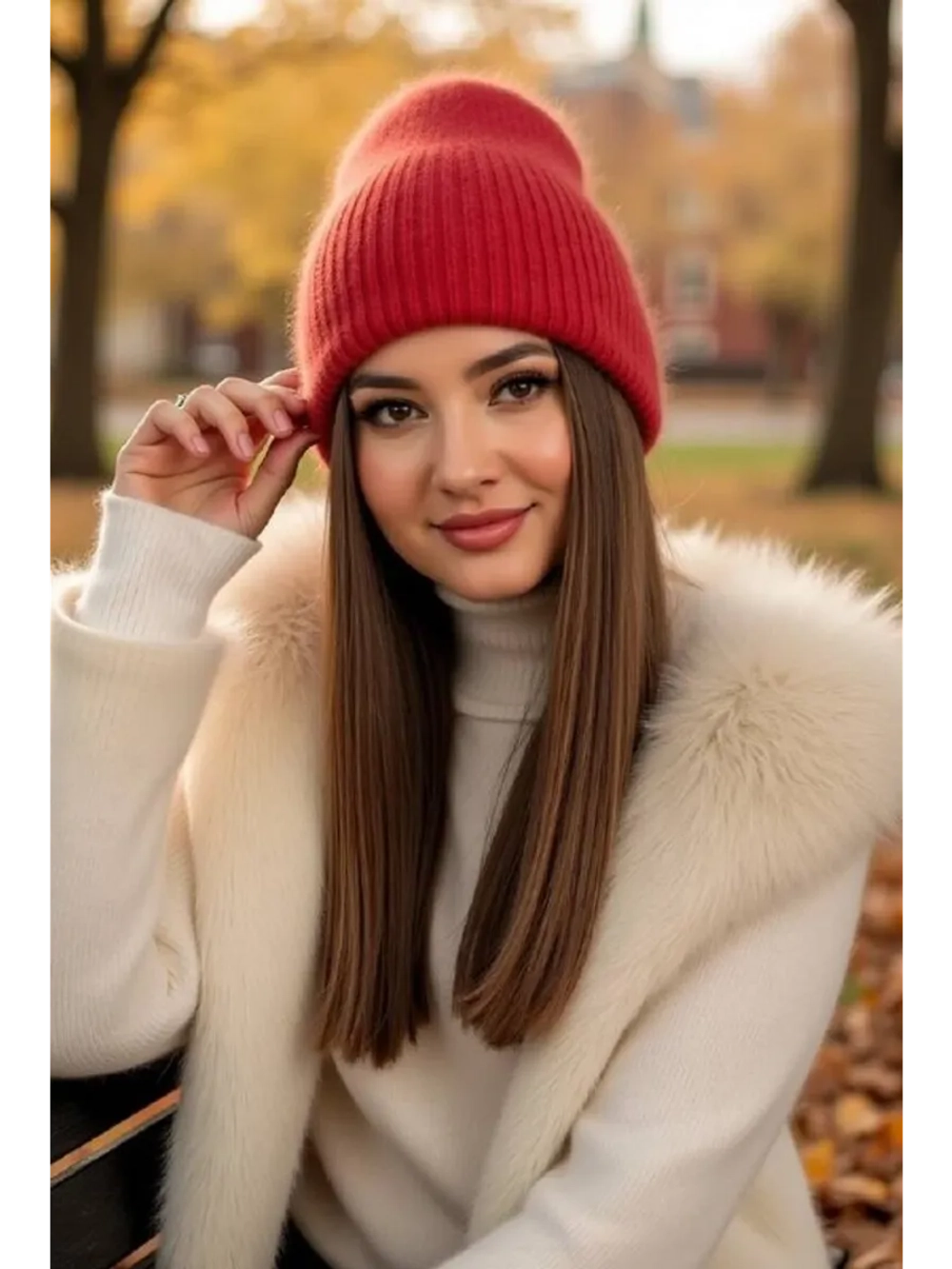 шапка ангора зимняя пушистая вязаная модная