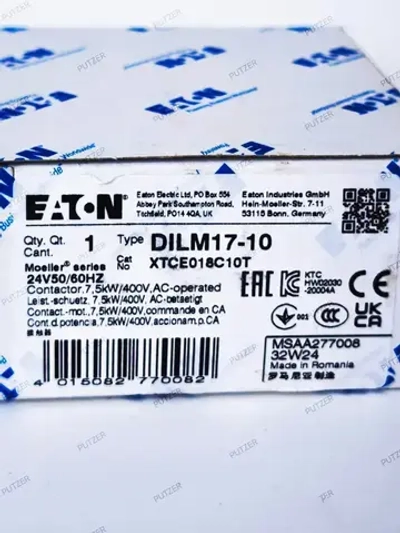 Пускатель (контактор) EATON DILM 17-10 24v для штукатурных станций