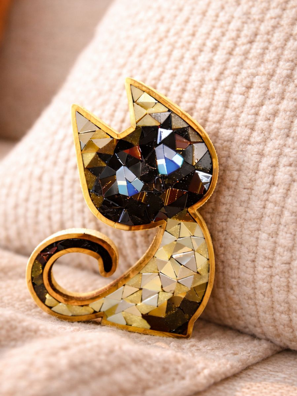 Набор для творчества мозаика стеклянная Розовый Кот 18 см.